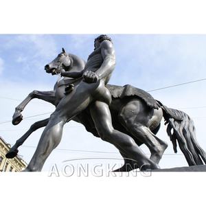 Levensgrote Bronzen Standbeeld Paard Naakt Man Voor Verkoop - Product Image 3