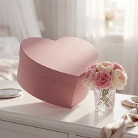 Boîte à fleurs en forme de cœur rose mate personnalisée, boîte cylindrique en carton vide de luxe pour l'emballage des roses, vente en gros