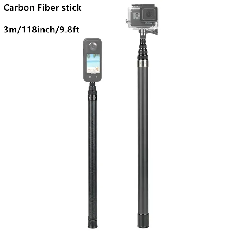 New 3M Carbon Fiber Extendable Extended Edition Insta 360 One X2 X3 Selfie Stick For GoPros Hero 11 10 9 8