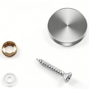 Stainless Steel Mirror Nail Silver Flat <b>Head</b> Screw With Copper Ring And Rubber Washer For Glass Fixing - Product Image 1