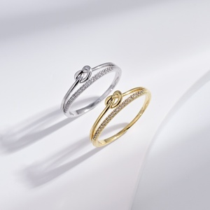 wholesale plata 925 Silver Romantic Women's 18K Gold Plated <b>ring</b> knot zircon <b>cheap</b> summer wedding pinky cute girls fashion <b>rings</b> - Product Image 5