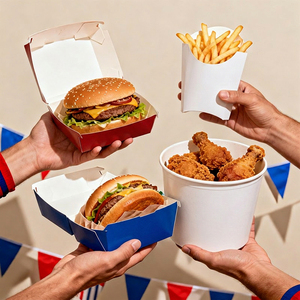 Caja de Papel para Alimentos Resistente y a Prueba de Fugas, Tamaño Personalizado, para <span class=keywords><strong>Hamburguesas</strong></span>, Papas Fritas, Pollo, Pizza, Ensaladas, Barras de Aperitivos <span class=keywords><strong>del</strong></span> <span class=keywords><strong>Mundial</strong></span> - Product Image 2