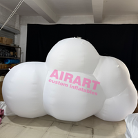 Décoration de fête, ballon nuage gonflable personnalisé, modèle de nuage publicitaire géant blanc avec lumière LED