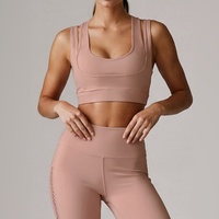 Soutien-gorge de sport personnalisé double couche, design dos en U, maintien élevé, double bretelle, tissu doux pour le yoga et le fitness