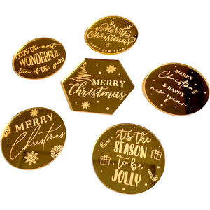 ของตกแต่งเค้กอะคริลิคลายน้ำผึ้งและรสหวาน สำหรับคริสต์มาส  ลายเลเซอร์  สุขสันต์วันคริสต์มาส  ของตกแต่งหน้าเค้กสำหรับงานปาร์ตี้ - Product Image 5