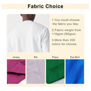 T-shirt à col rond côtelé pour hommes, avec broderie personnalisée en vrac 100% coton biologique de haute qualité, écologique et respirant, coupe ample, blanc - Product Image 2