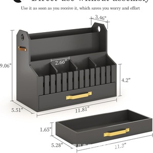 Bamboo Mail Organizer Desktop <b>Storage</b> <b>Box</b> With <b>Drawer</b> For Office Supplies And Household Gadgets - Product Image 4