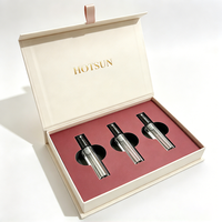 Boîte cadeau de luxe noire rigide magnétique personnalisée avec logo en feuille d'or pour 3 flacons de parfum – Emballage pour parfums