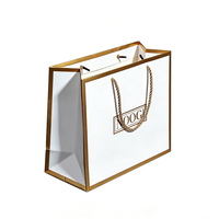 Sacs cadeaux en papier de luxe personnalisés avec impression de logo, sacs de shopping recyclables pour boutique, emballage blanc et noir pour bijoux et vêtements