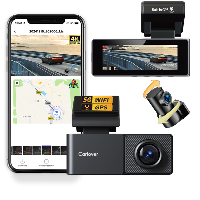 4K GPS Dual Lens IPS 2 Channel 5G WIFI Car Camera Dash Cam Front and Rear Loop Recording Car Black Box