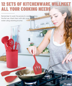12 Pieces in 1 Set <b>Silicone</b> Kitchen Accessories Cooking Tools Kitchenware Cocina <b>Silicone</b> Kitchen Utensils With Wooden Handles - Product Image 6
