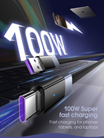 Câble de charge rapide USB-A vers USB-C LDNIO LS242Q 100W, prix usine, arrêt automatique, lumière respirante, câble de données tressé pour téléphone