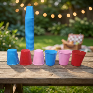 Verre à eau en plastique léger de haute qualité, bleu, rose, rouge, hauteur 10,16 cm, largeur 26,67 cm, modèle OEM personnalisé AG-30 - Product Image 2