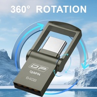 Flash Drive USB Mini Portabel 128GB USB2.0 3.0 Berbahan Logam dengan Antarmuka Ganda USB-C dan USB-A
