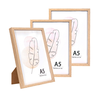 KAIWIN A5 Bingkai Foto Akrilik Oak Premium Cetak UV Set 3 Buah Bingkai Poster 14.8x21cm Meja/Dinding Inovatif dengan Penyangga