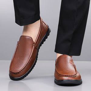 Mocassins en cuir noir pour hommes, chaussures décontractées pour affaires, souples et confortables, design monobloc - Product Image 4