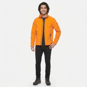 Finer Threads Men's Hooded Vintage Softshell Jacket Orange Waterproof Windproof Breathable Canvas Fabric Stretch Design - Product Image 1