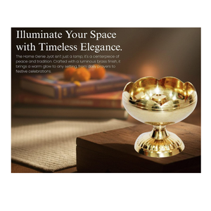 Lampe à huile traditionnelle indienne en laiton, ronde, à motifs floraux, artisanale, pour la Pooja, le Diya, l'Aarti, le Mandir, le temple, le festival Diwali, la décoration de la maison - Product Image 2