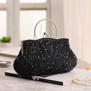 Bolso de mano de noche para mujer, hecho a mano, con cuentas y lentejuelas, cierre de beso, asa superior, cadena de <span class=keywords><strong>serpiente</strong></span> desmontable, para fiesta - Product Image 6
