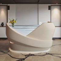 Comptoir de réception de luxe haut de gamme personnalisable en FRP pour salle de sport, hôtel, boutique, salon de beauté, salon de coiffure, petit comptoir d'accueil avec éclairage LED