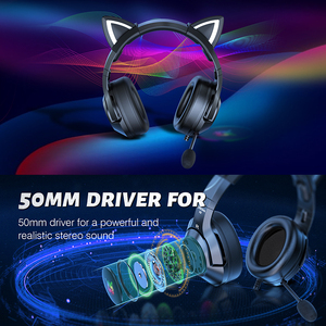 หูฟังสำหรับเล่นเกม RGB สำหรับเด็ก,ชุดหูฟังหูแมวสีดำ <span class=keywords><strong>ONIKUMA</strong></span> <span class=keywords><strong>K9</strong></span>แบบมีสายสำหรับเด็ก - Product Image 5