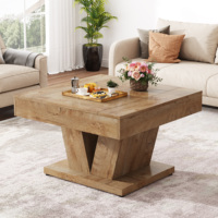 Table basse carrée Tribesigns de 31,5 pouces en bois naturel, table d'appoint moderne pour le salon