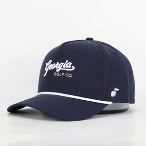 Oem Custom 5 Panel Sporty Sports Polyester Canvas Curved <b>Hat</b> Woven Patch Golf Gorras Embroidery Logo High Quality Adjustable - Product Image 1