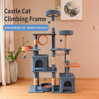 Arbre à chat en bois design château, avec capsule transparente à 360 degrés, lit incurvé, poteaux en sisal et design minimaliste en carton, pour les acheteurs de meubles pour chats OEM