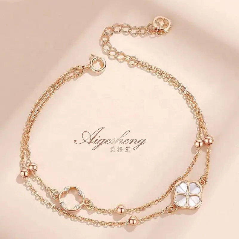 Bracelet porte-bonheur et bracelet personnalisé Bracelets réglables en or massif 18 carats avec diamant naturel pour femmes