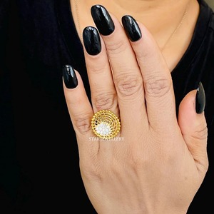 Anillo de diamante natural de Nido de Pájaro de diseño único de oro sólido de 14K. - Product Image 3