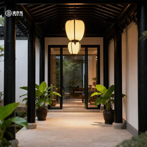 Outdoor <b>Chandelier</b> Waterproof New Chinese Style Garden Lamp Outdoor Garden Pavilion Corridor Balcony Villa Eaves Home <b>Chandelier</b> - Product Image 2