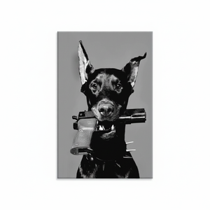 Black Dog And Gun Printed <b>Canvas</b> - Animal Glass Art Home <b>Wall</b> Decor,WRAPPED <b>CANVAS</b> - Product Image 2