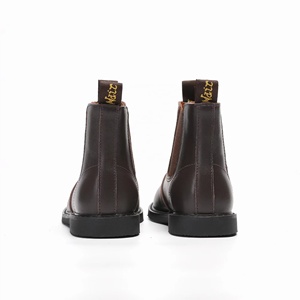 Botines de combate para niños y niñas pequeñas, botines de otoño Chelsea de cuero marrón sin cordones para niños, <span class=keywords><strong>zapatos</strong></span> cómodos para exteriores - Product Image 3