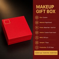Boîte cadeau de maquillage personnalisée avec insert en mousse à 9 compartiments, emballage cosmétique rigide rouge, logo personnalisé pour marque de beauté OEM ODM, vente en gros