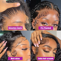Peluca de Cabello Humano Virgen Vietnamita con Frente de Encaje HD 13x6, sin Pegamento, de 30 y 32 Pulgadas, para Mujeres Negras