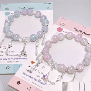 Pulsera de Cuentas de Cristal Fantasía Popcorn con Dije de Máscara de Zorro Flor de Melocotón, para Niñas, Mujeres, Estudiantes, Pulseras de la Amistad, Regalo de Joyería - Product Image 3
