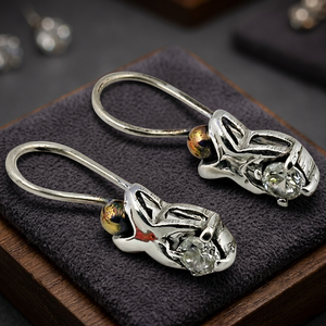 Boucles d'oreilles Art Palace en argent 925 en forme d'animal avec strass en cristal serti à griffes, style vintage, unisexe, pour usage quotidien - Product Image 1