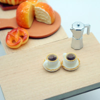 Accessoires pour maison de poupée Juqi, nourriture miniature, pain, petit-déjeuner, café, ensemble de modèles en résine, mini-jouet, 14 ans et plus, accessoires de photographie