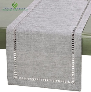 Fancy Handmade Hemstitched <strong>Macrame</strong> Linen <strong>Table</strong> <strong>Runners</strong> and Mats Set for Wedding and Party - Product Image 1