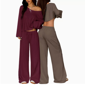 <span class=keywords><strong>เสื้อ</strong></span><span class=keywords><strong>เปิด</strong></span>ไหล่แขนยาวทรงหลวมสไตล์ยุโรป-อเมริกัน พร้อมกางเกงขายาวทรงกว้างแบบเซ็กซี่ - Product Image 5