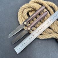 Couteau pliant en acier Damas et acier D2, manche en bois de rose, couteau de camping extérieur DIY avec garantie de 3 ans, OEM personnalisé