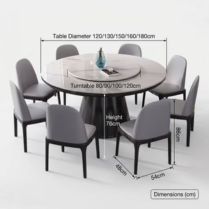 Oak Slate Top <b>Dining</b> <b>Table</b> and Chair <b>Set</b> <b>for</b> Home Room Furniture <b>Round</b> Contemporary Eco-Friendly <b>4</b>-10Seater - Product Image 6