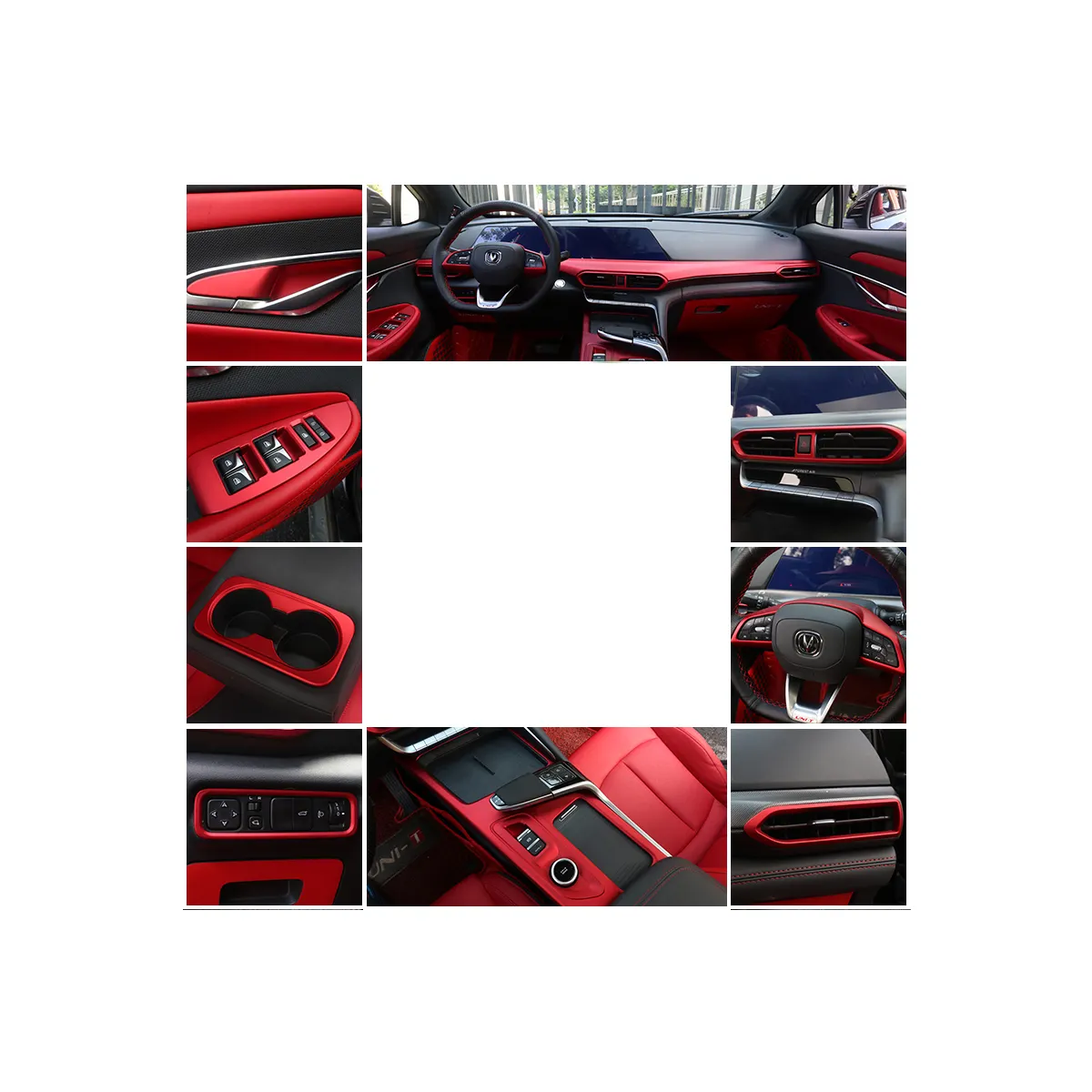 red color interior trim gear dashboard panel cover for changan unit uni-t 2021 2022 2023 2024 accessories decoration styling