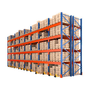 Estantería de Almacenamiento de Palets Plegable de Acero Laminado en Frío de Alta Resistencia, Multinivel, con Recubrimiento en Polvo Naranja y Azul - Product Image 1