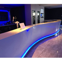 Blanc Corian Solid Surface Home Bar Cabinet Sous-sol De Luxe Bar Club Restaurant Café Bar Comptoir Conception