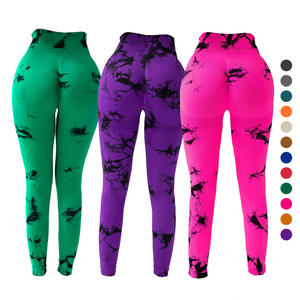 <span class=keywords><strong>Pantalon</strong></span> de Yoga Taille Haute Tie-Dye pour Femme Legging de Sport Extensible à Effet Froncé aux Fesses - Product Image 1