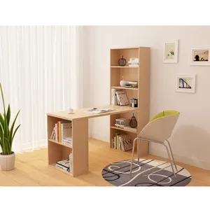 가정 거실 책꽂이 디자인을 가진 나무로 되는 컴퓨터 책상 학문 테이블