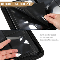 STOCK UNICORN GAME PLUS Classeur de cartes à collectionner en cuir de luxe premium 12 pochettes avec fermeture éclair PU 350x335mm Noir avec impression sur sachets transparents