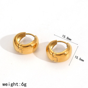 ต่างหูฮักกี้ทรงเรขาคณิต สแตนเลสสตีล 18k ทองไทเทเนียม เครื่องประดับแฟชั่นสำหรับผู้หญิง ของขวัญ - Product Image 5