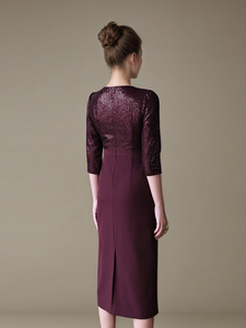 <span class=keywords><strong>Robe</strong></span> midi à paillettes taille S-7XL, <span class=keywords><strong>robe</strong></span> <span class=keywords><strong>fourreau</strong></span> élégante à manches 3/4 pour mariage, fête, banquet, soirée, mère <span class=keywords><strong>de</strong></span> <span class=keywords><strong>la</strong></span> mariée - Product Image 4